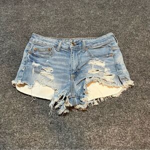 American Eagle Hi Rise Shortie Denim Shorts